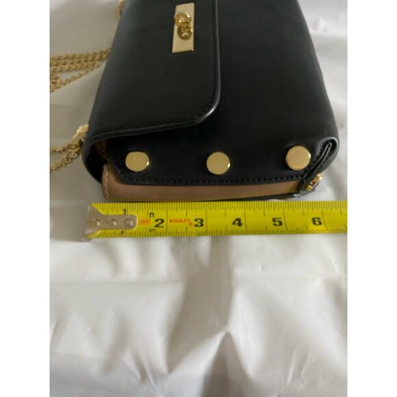 Vintage Rare Sondra Roberts Square Black Beige Crossbody Leather - Picture 5 of 9